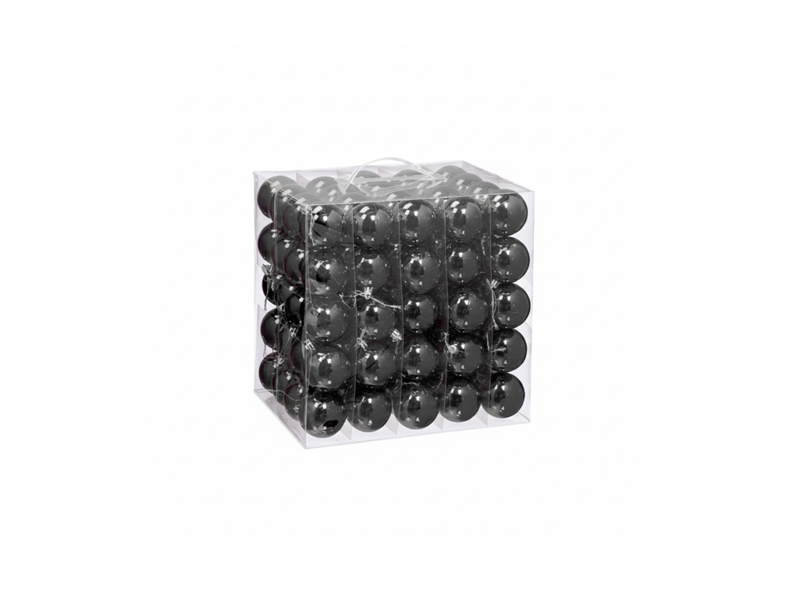 Relaxdays Bolas De Natal 100 Peças, Decoração Natalina, Brilhantes, Bolas Para Árvore De Natal, ∅ 6 Cm, Pretas