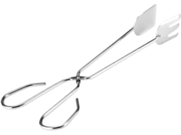 Pinça Para Churrasco Didiseaon Com Ponta Redonda Prateada, Cabo Ergonômico, 36cm, Em Aço Inoxidável, Ideal Para Buffet