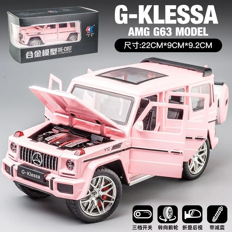 (rosa) Miniatura Em Escala 1:24 Do Suv Mercedes-benz G63, Modelo De Veículo Off-road Em Metal Fundido.