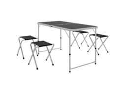 Conjunto de mesa e cadeiras CHEZMOI para camping, mesa 120x60x55/70cm, 4 cadeiras dobráveis, cinza escuro