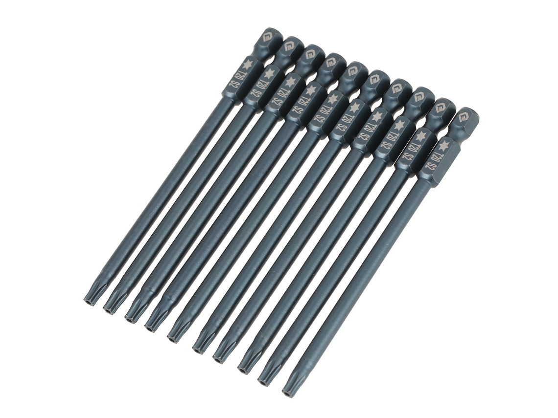 Kit Com 10 Pontas De Chave De Fenda Estrela Segurança T20, Cabo Hexagonal De 1/4", 100mm, Magnético