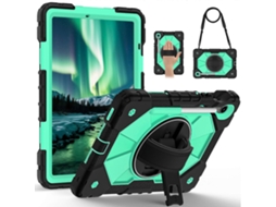 Capa de silicone com suporte para tablet com capa prática para Samsung Galaxy Tab S10 Fe S9 Fe S9, preto e verde menta Hengrongshen