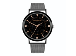Reloj De Cuarzo Con Malla De Aleación Ultra Delgada Para Hombre Moda Casual Negro