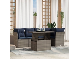 Vidaxl Conjunto De Sofá De Jardim Com 6 Peças E Almofadas Em Rattan Sintético Cinza