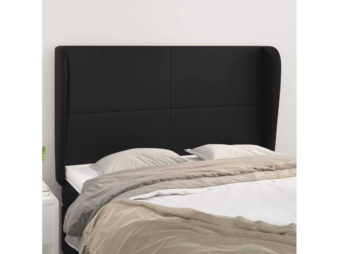 Cabecero con Alas de Piel Sintética 147x23x118/128 Cm Negro