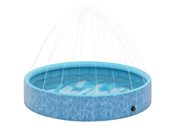 Piscina dobrável para cães Ø160x30cm, com fonte e almofada de água, azul | S/MARCA
