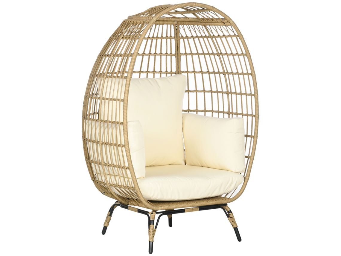 Poltrona Cesta Vime Cáqui 105x97x150cm Varanda