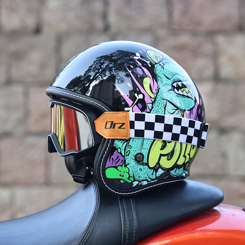 (xl) Capacete De Motocicleta 3/4, Certificado Dot, Casco Em Abs