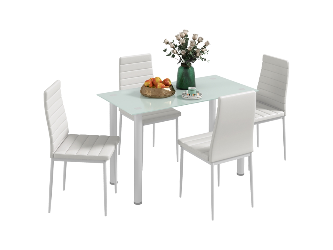 Jogo de jantar S/MARCA com mesa de vidro e 4 cadeiras