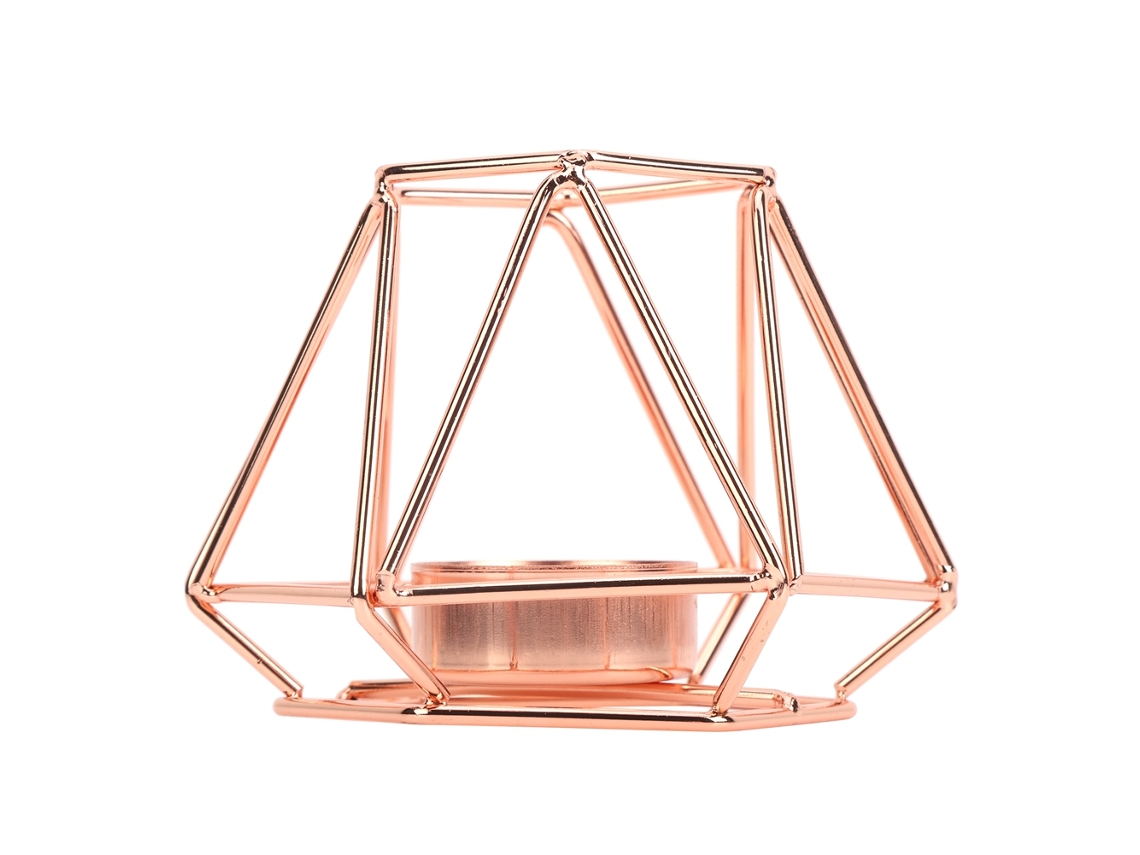 Vela de Tealight Geométrica para Decoração de Mesa em Casa, Cor Ouro Rosa S LAXISCREED