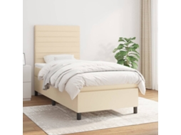 Vidaxl Cama Com Molas/colchão 100x200 Cm Tecido Cor Creme