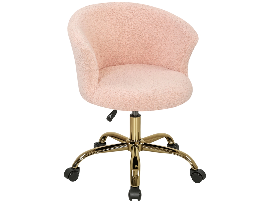 Cadeira De Escritório, Cadeira De Escritório Ergonómica Ajustável En Hauteur, Siège Giratoria, Piètement En Acier, Rose