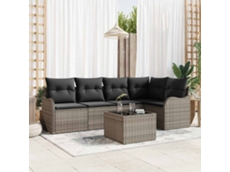Vidaxl Conjunto De Sofá De Jardim 6 Unid. Cinzeto Vime Pe