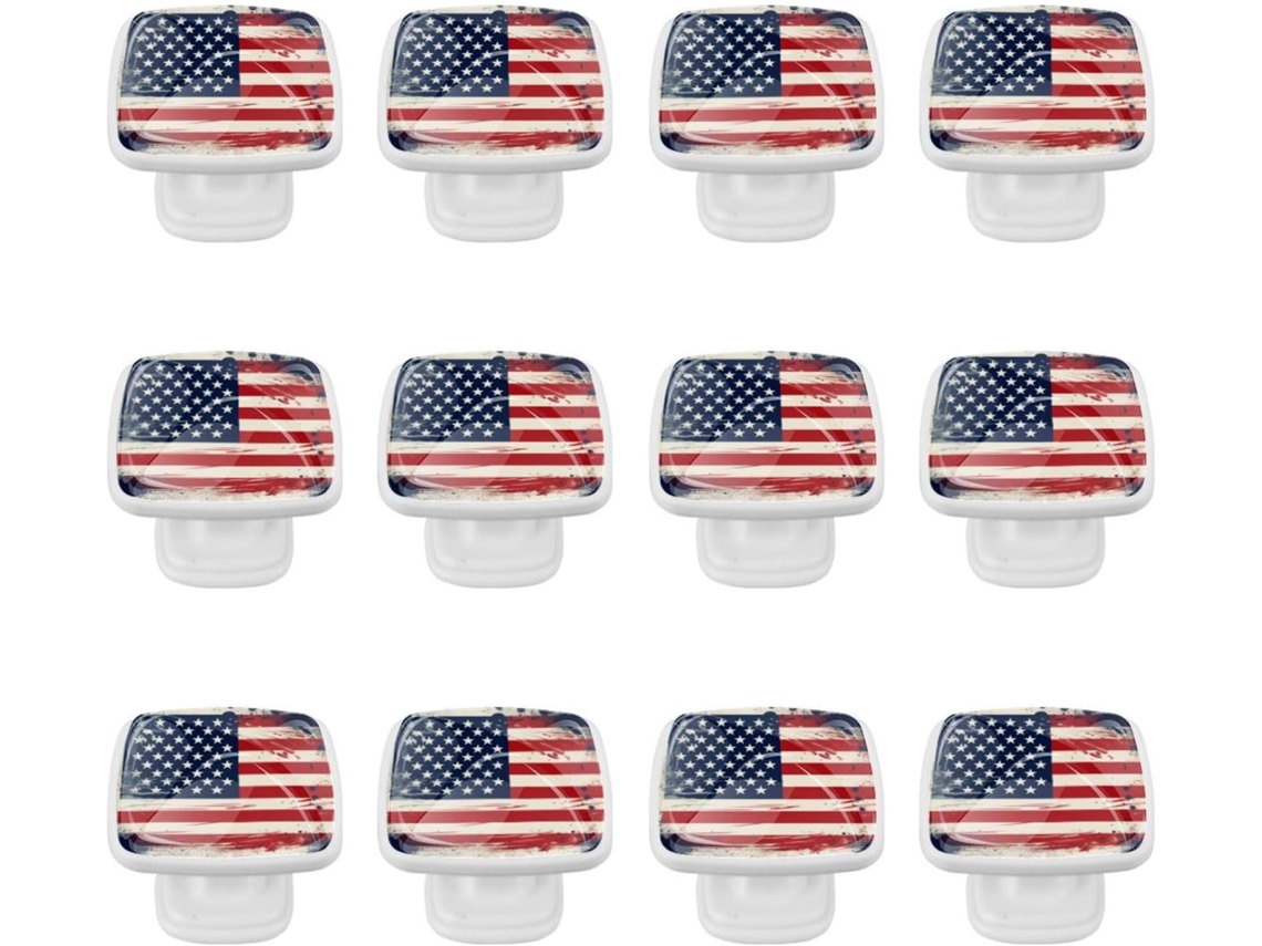 Puxadores Quadrados Para Armários De Cozinha, Puxadores Para Gavetas De Cômoda, 12 Peças, Bandeira Americana Retrô Dos