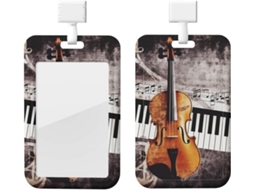 Porta Crachá Em Formato De Piano E Violino, Com Notas Musicais, Cordão Vertical, Capa Plástica Impermeável, Estojo