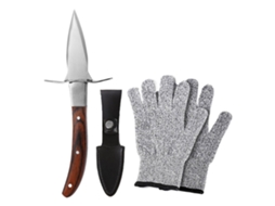 XYVONA Conjunto De Faca Para Ostra, Kit Com Faca Afiação Resistente E Luva De Proteção Alimentar Com Pegada Confortável Em Madeira