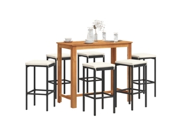 Vidaxl 7 Pcs Conjunto De Bar Para Jardim Vime Pe/acácia Maciça Preto