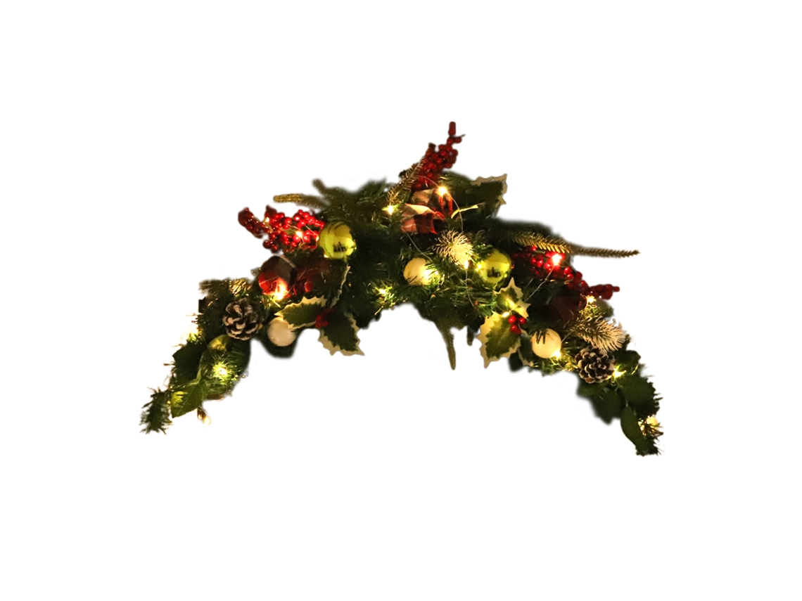 Guirlanda De Natal Laxiscreed Com Folhas Brancas E Frutos Vermelhos Para Decorar O Seu Lar