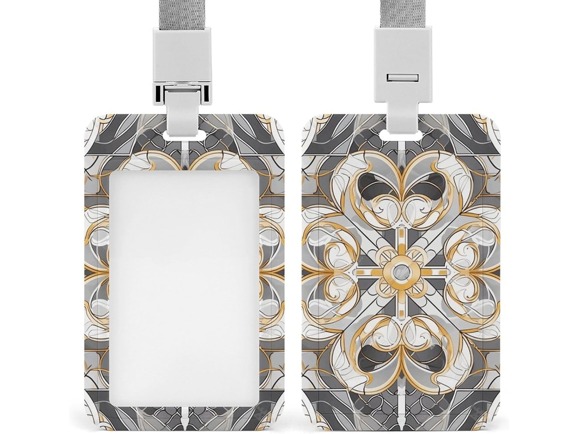 Porta Crachá, Branco E Cinza, Protetor De Crachá Vertical Com Cordão, Capa Plástica Impermeável, Estojo Crachá