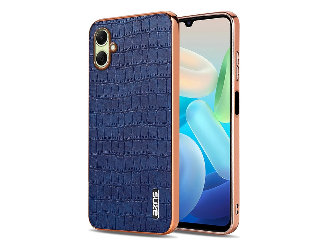 Capa Tkdaddy Azns Para Samsung Galaxy A07 4g Com Textura De Crocodilo Galvanizada Em Pu Tpu, Azul