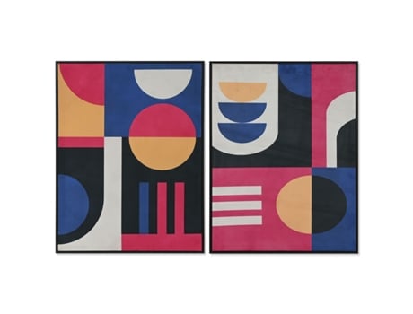 Pintura HOME ESPRIT Azul Preto Moderno Urbana 63 x 3 x 83 cm (2 Unidades)