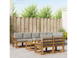 Vidaxl Conjunto De Sofás Para Exterior 9 Unid. Cinza Natural E Claro