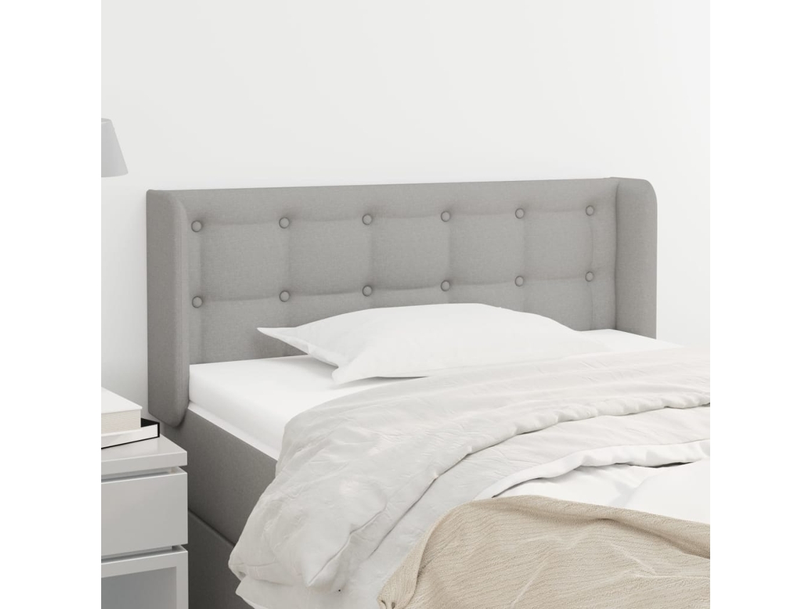 Vidaxl Cabeceira De Cama C/ Abas Tecido 93x16x78/88 Cm Cinzento-claro