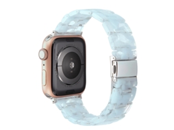 Pulseira Transparente De Resina E Cerâmica Compatível Com Huawei, Apple Watch E Samsung 10, Azul Claro Translúcido, 20mm