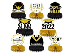 Mali 8pcs Enfeites Formatura Favo de Mel Topper Mesa Decoração Festa Graduação