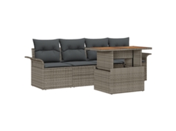 Conjunto 5 Conjunto De Sofá De Jardim Vidaxl Cinzento Vime Pe (100 X 55 X 73 Cm)