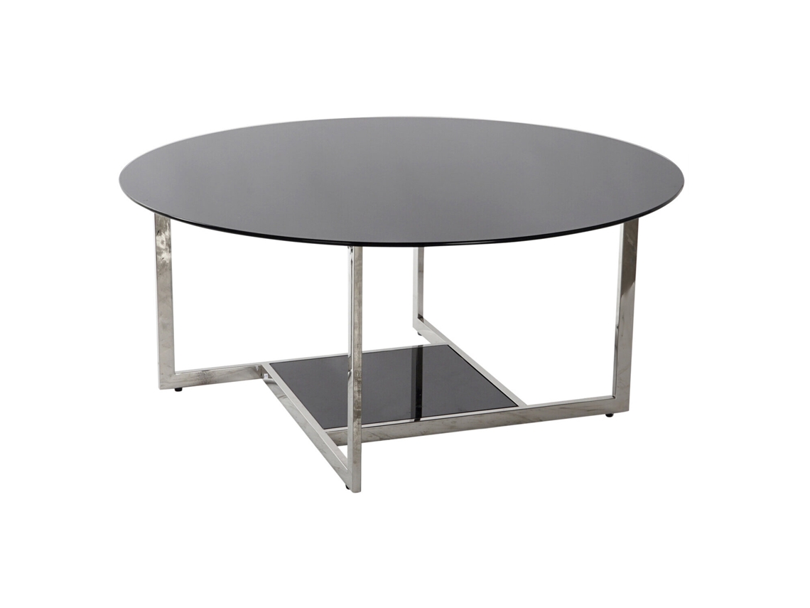 Mesa de Centro, Aço e Vidro Preto, 100x100x45cm ALEXANDRA HOUSE LIVING
