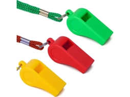 3 Apitos De Plástico Com Cordão, Apito Esportivo Para Treinamento Sobrevivência Emergência Esportes Amarelo Verde Vermelho