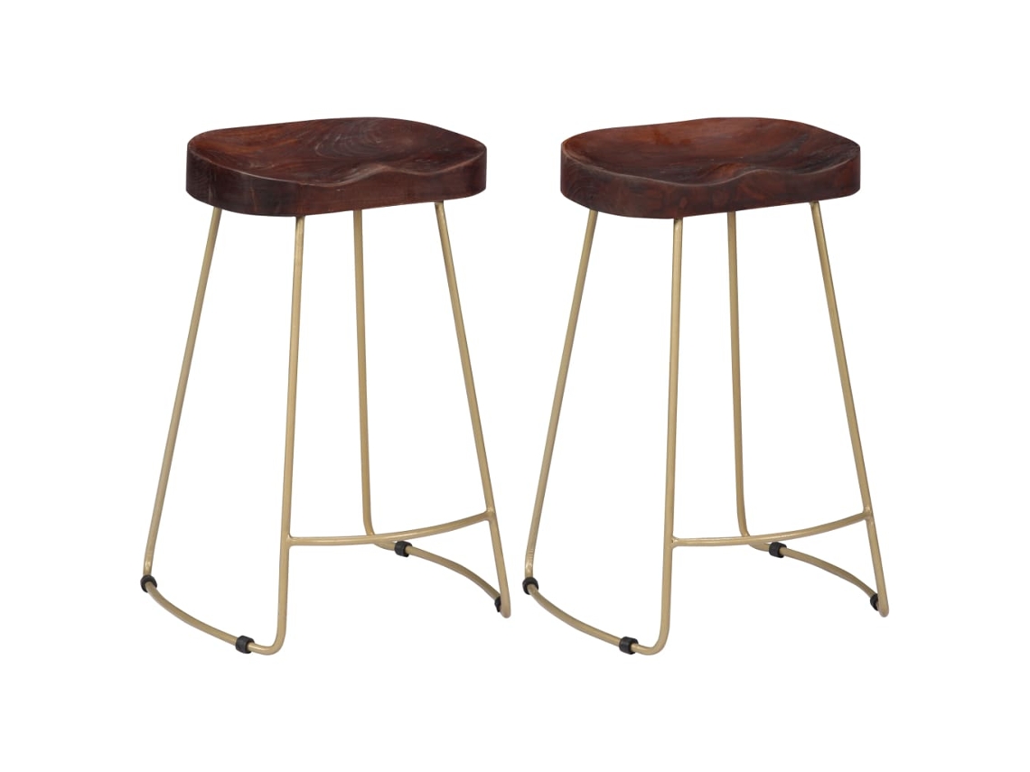 Vidaxl Bancos De Bar Gavin 2 Pcs Madeira Mangueira Maciça
