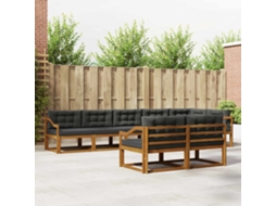Vidaxl Conjunto De Sofás Para Exterior 8 Unid. Natural E Antracite