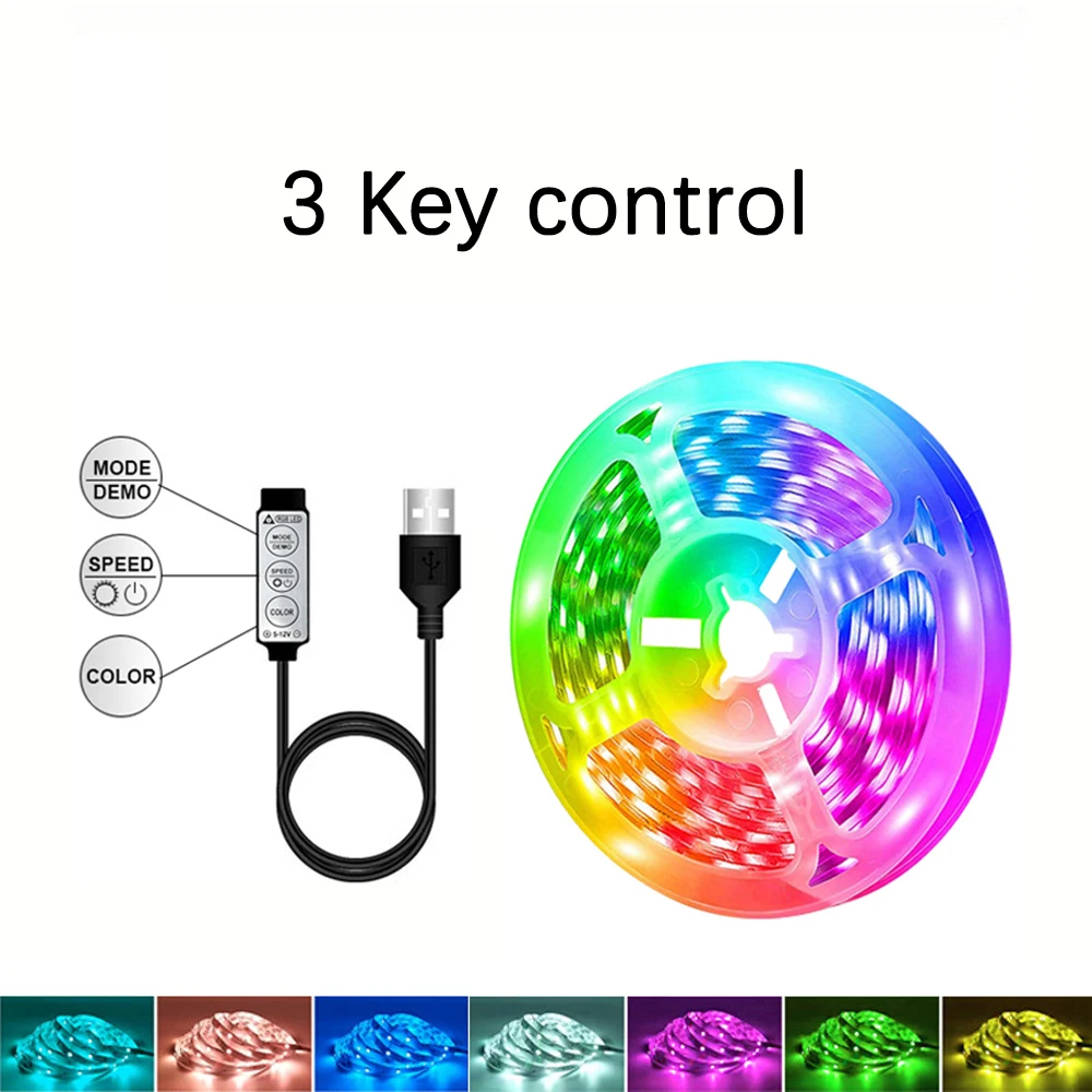 Fita De Led Rgb (3 Teclas, 30 M), Ideal Para Reuniões Familiares, Iluminação De Fundo De Tv E Decoração De Paredes De Quartos.