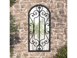 Vidaxl Espelho De Jardim P/ Uso Exterior Ferro 100x45 Cm Preto