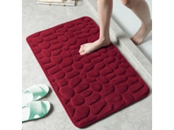 Tapete de Banheiro Antiderrapante , com Estampa de Pedra, em Tecido Não Tecido, Altamente Absorvente e Lavável. MDUG (vermelho)