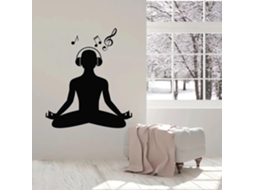 Música Com Écouteurs Lotus, Poses De Yoga Zen, Adesivos Murais Decorativos Para Sala De Meditação, Salão, Quarto, Autocolantes Em Vinil Para Janelas