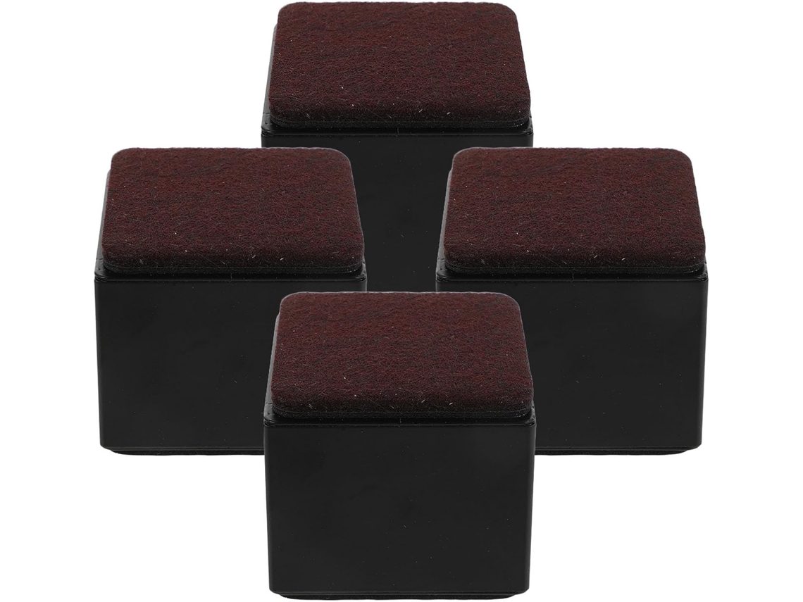 Conjunto De 4 Elevadores De Cama Autoadesivos Quadrados Em Aço.