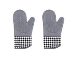Luvas Resistentes Ao Calor 1 Par - Luvas Forno - Proteção Contra Queimaduras - Silicone/algodão - Cinzento