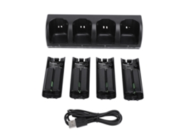 Conjunto de Carregador de Baterias para Controle Remoto Wii/wiiu, com 4 Baterias Recarregáveis de 2800mah. EOOCOO