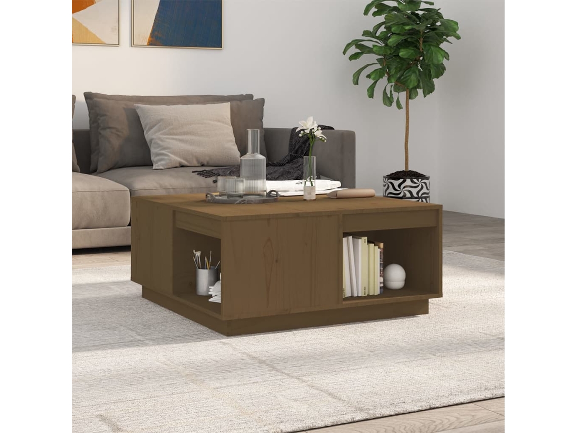 Vidaxl Mesa De Centro 80x81x36,5 Cm Madeira Pinho Maciça Castanho Mel