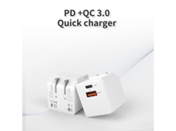 Adaptador LAXISCREED Pd20w Qc3.0 Dobrável Branco