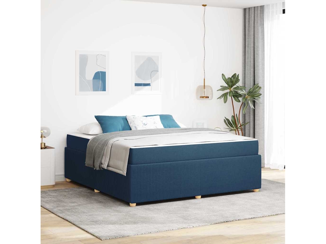 Vidaxl Estrutura Da Cama Azul 180 X 200 Cm Tecido