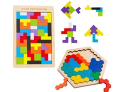 Tetris Tangram Quebra-Cabeças de Madeira Brinquedos Educativos Didáticos Pcs Inteligência para Crianças 3 Anos Ou Mais UISAVE