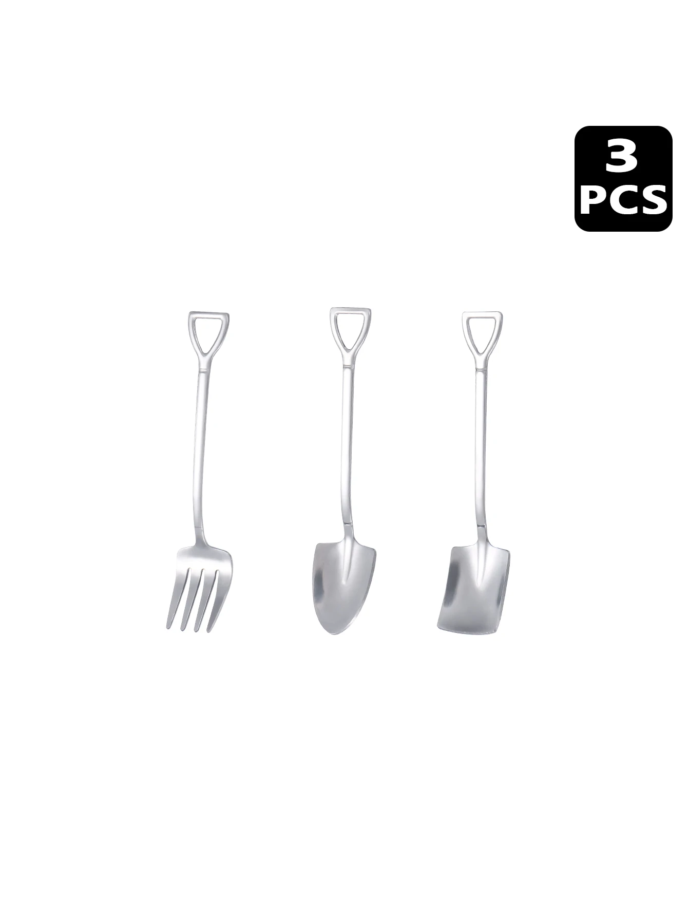 Conjunto De 3 Peças Em Aço Inoxidável: Garfo E Colher De Sobremesa, Colher Para Sorvete E Garfo Para Frutas.