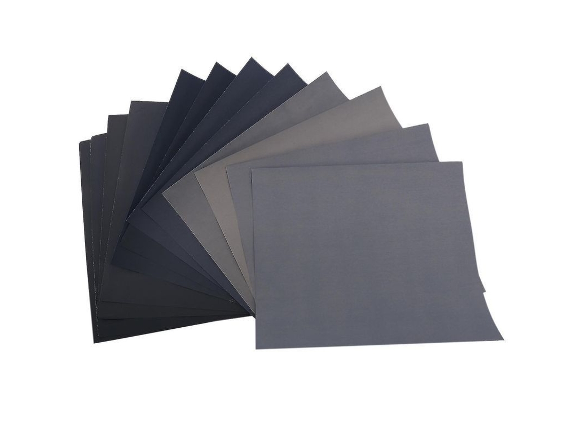 Papel De Lija 1500-7000 Grit 12 Hojas 23x28cm Impermeable Aleación De Aluminio Para Madera Metal Plástico Vidrio Piedra Cuero