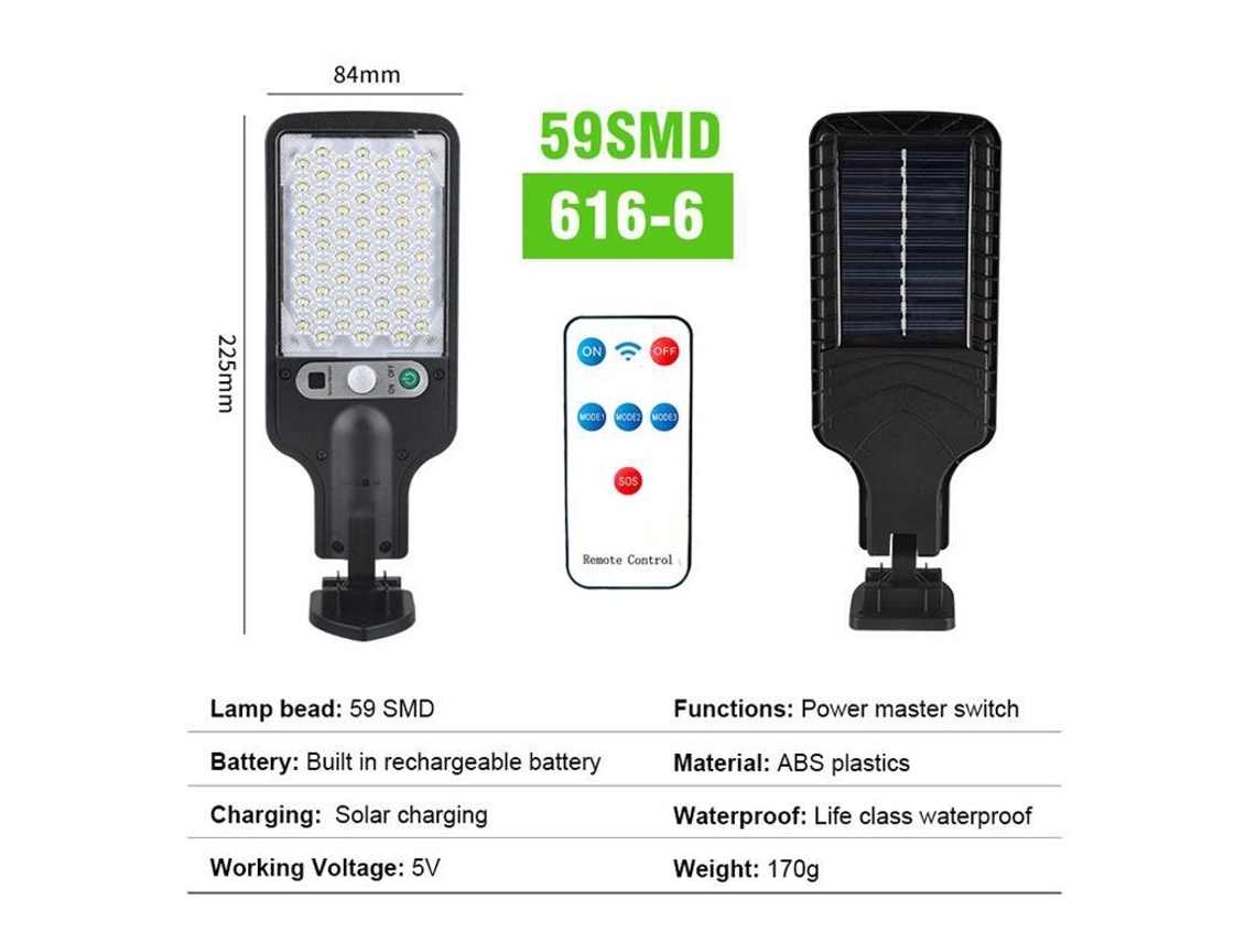 Holofote Solar Exterior 59 Smd (06) Com Sensor E Iluminação Exterior Elysve