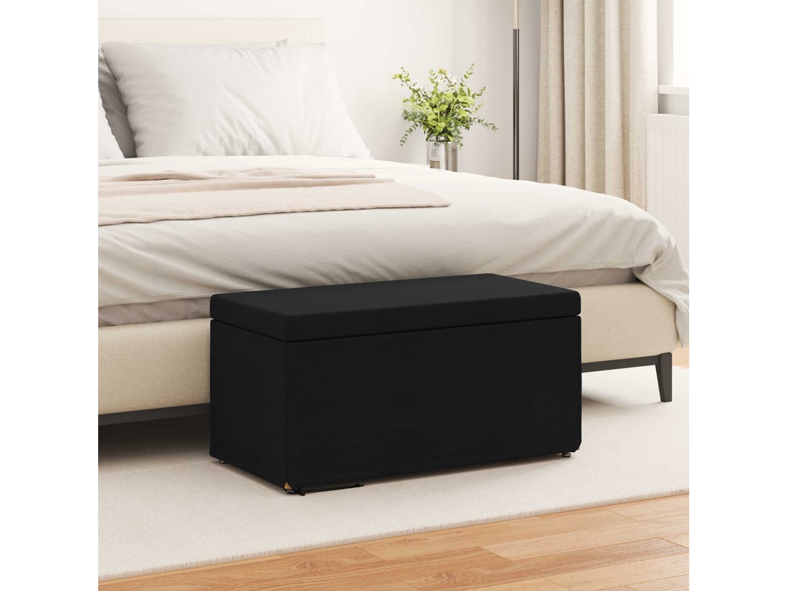 Vidaxl Banqueta Preto 81 X 41 X 40 Cm Tecido E Madeira Engenharia