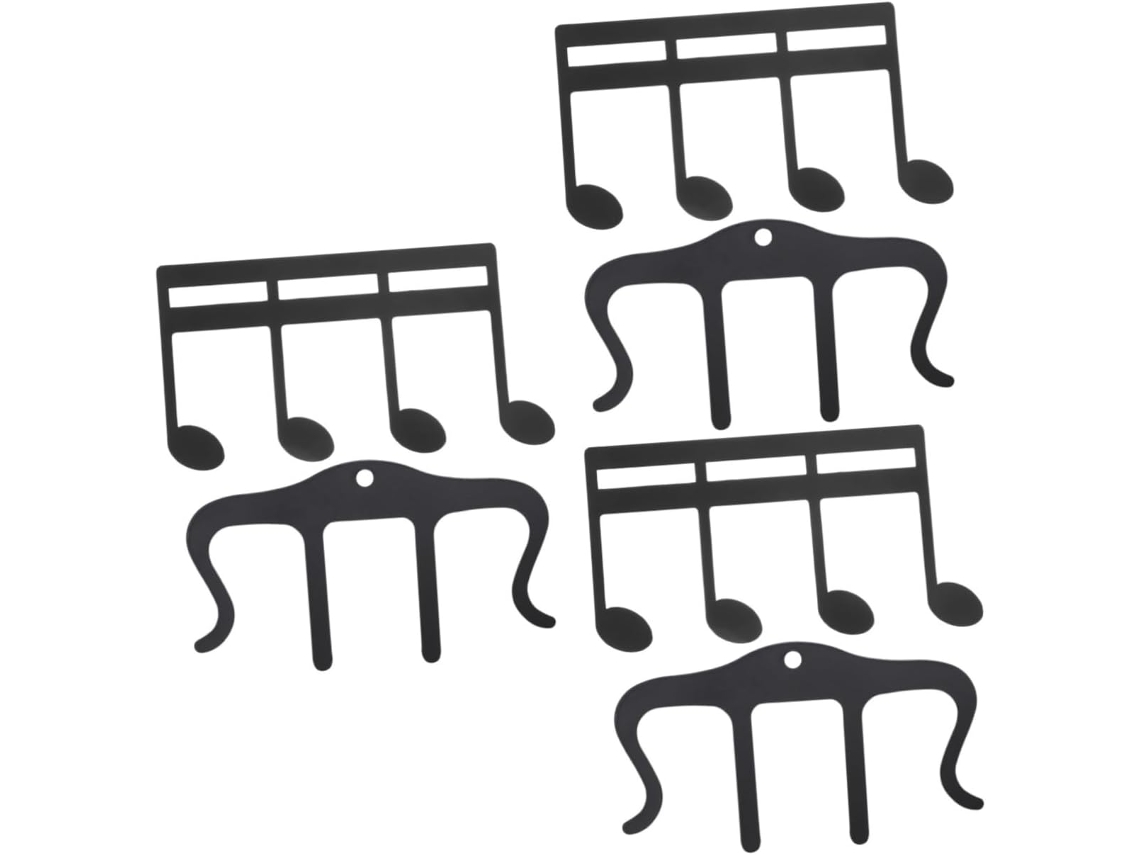Conjunto de 6 pinos Ibasenice com partituras musicais, suporte de metal para guitarra, piano e cozinha.